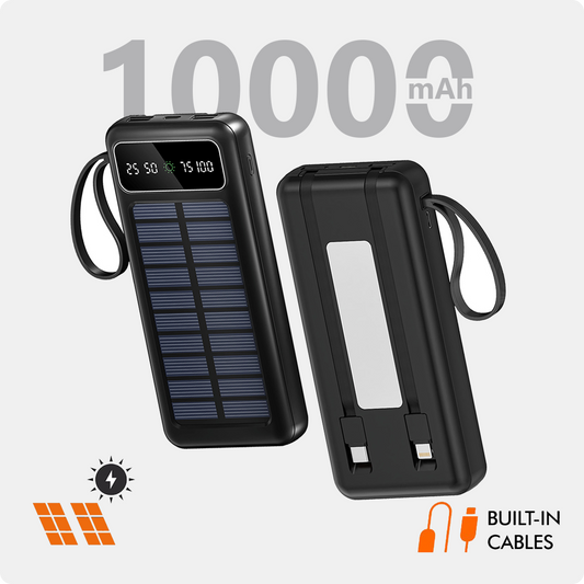 Solar Power Bank 10000 mAh - 15W Solar with Lithium Polymer Battery (R21-Solar-10K)
