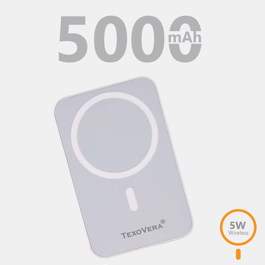 5000 mAh Wireless MagSafe Power Bank For iPhone, 5W Wireless - White