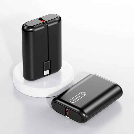 TexoVera 10000 mAh Power Bank 22.5W with 1 Cable Attached Black & White color (POCKET-10K)