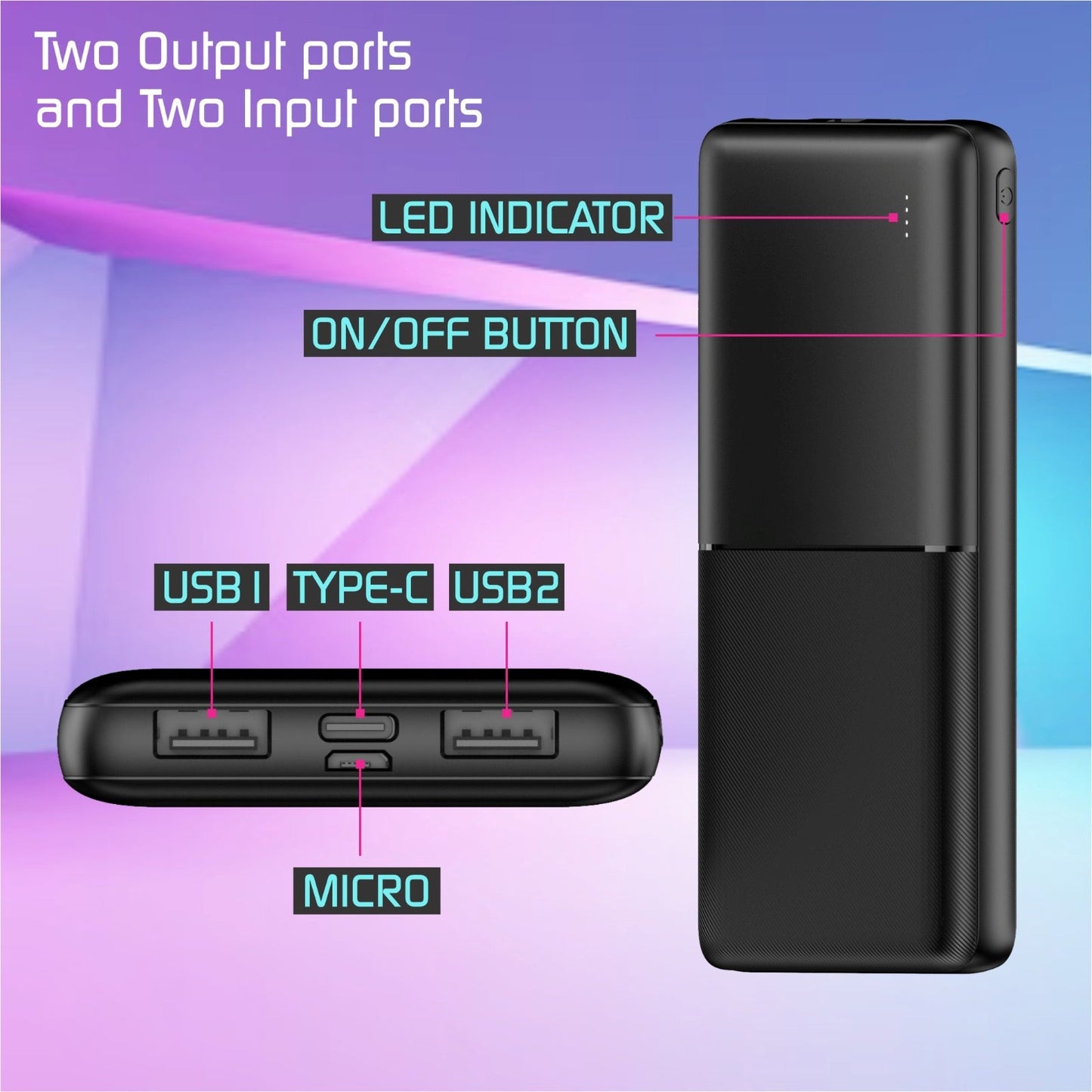 Q6 10000 mAh Power Bank with 22.5w Charging Speed (Black)