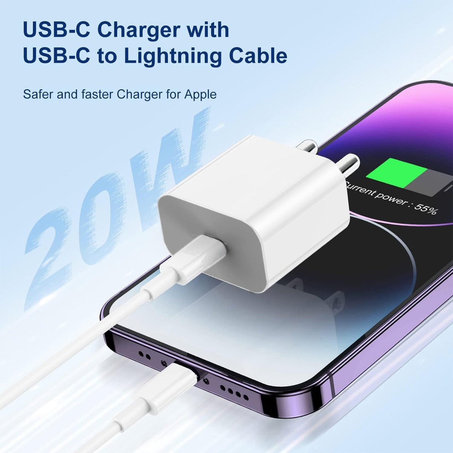 iPhone Charger Adapter 20W with Data Cable (Type C to C) Compatible with Almost all iPhone