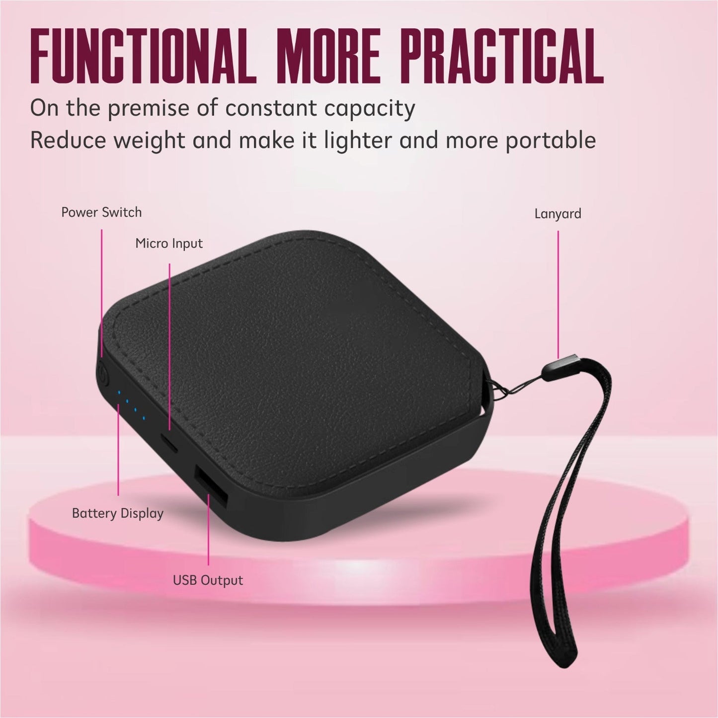 8000 mAh Power Bank 10W with Lithium ion Battery Black - akvaari