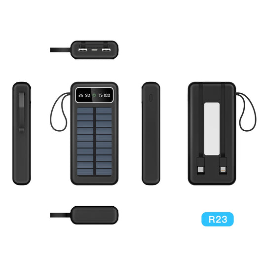 Solar Power Bank 10000 mAh - 15W Solar with Lithium Polymer Battery (R21-Solar-10K)