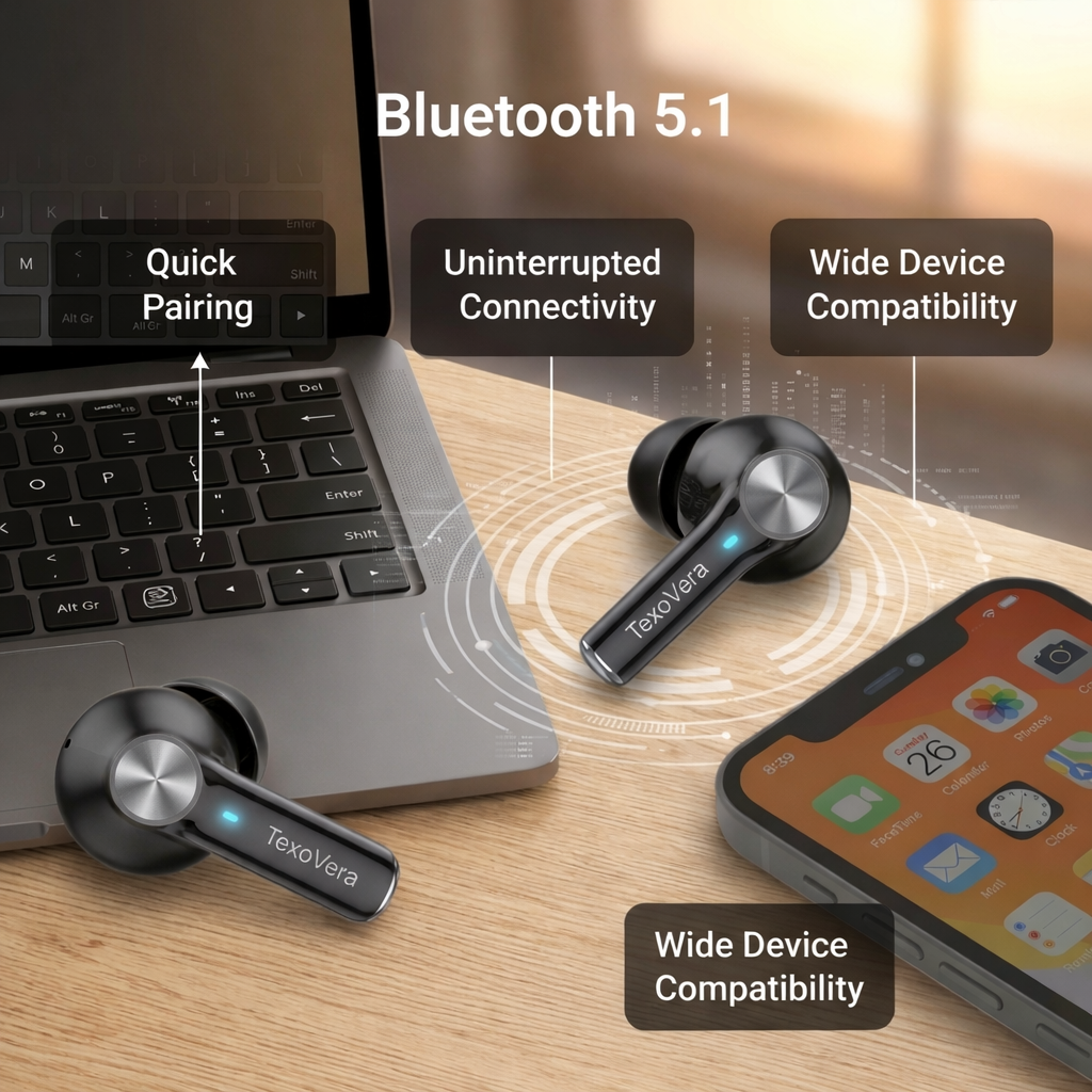 ZYRA Wireless Earbud With Comfortable Fit 30H Playback