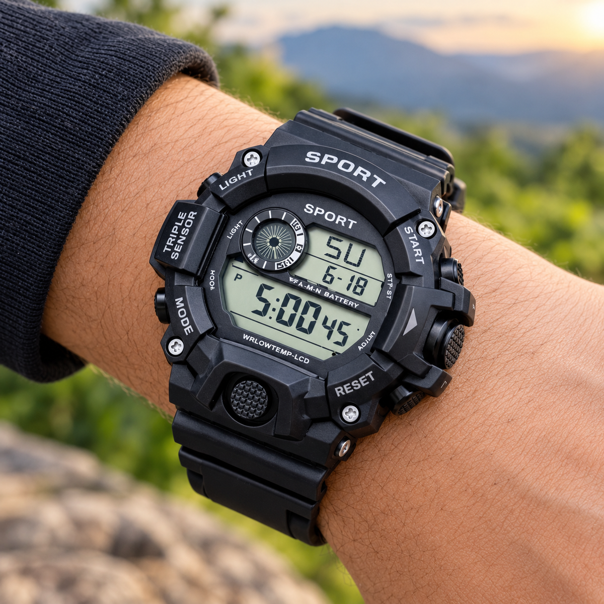 Digital Sport Wrist watch with Shock Resistant Case with Backlight Alarm Snooze Stopwatch