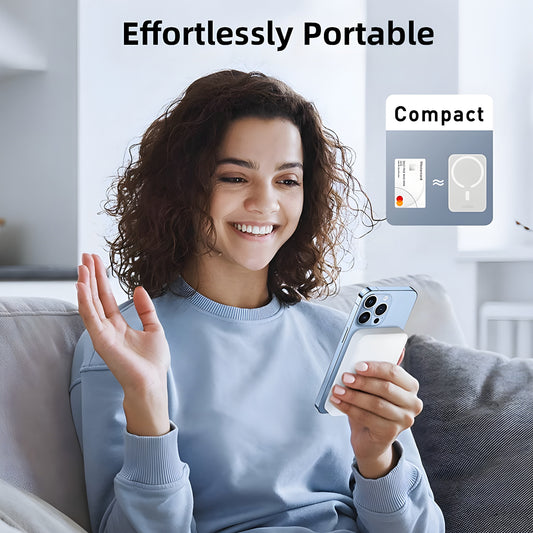 5000 mAh Wireless MagSafe Power Bank For iPhone, 5W Wireless - White