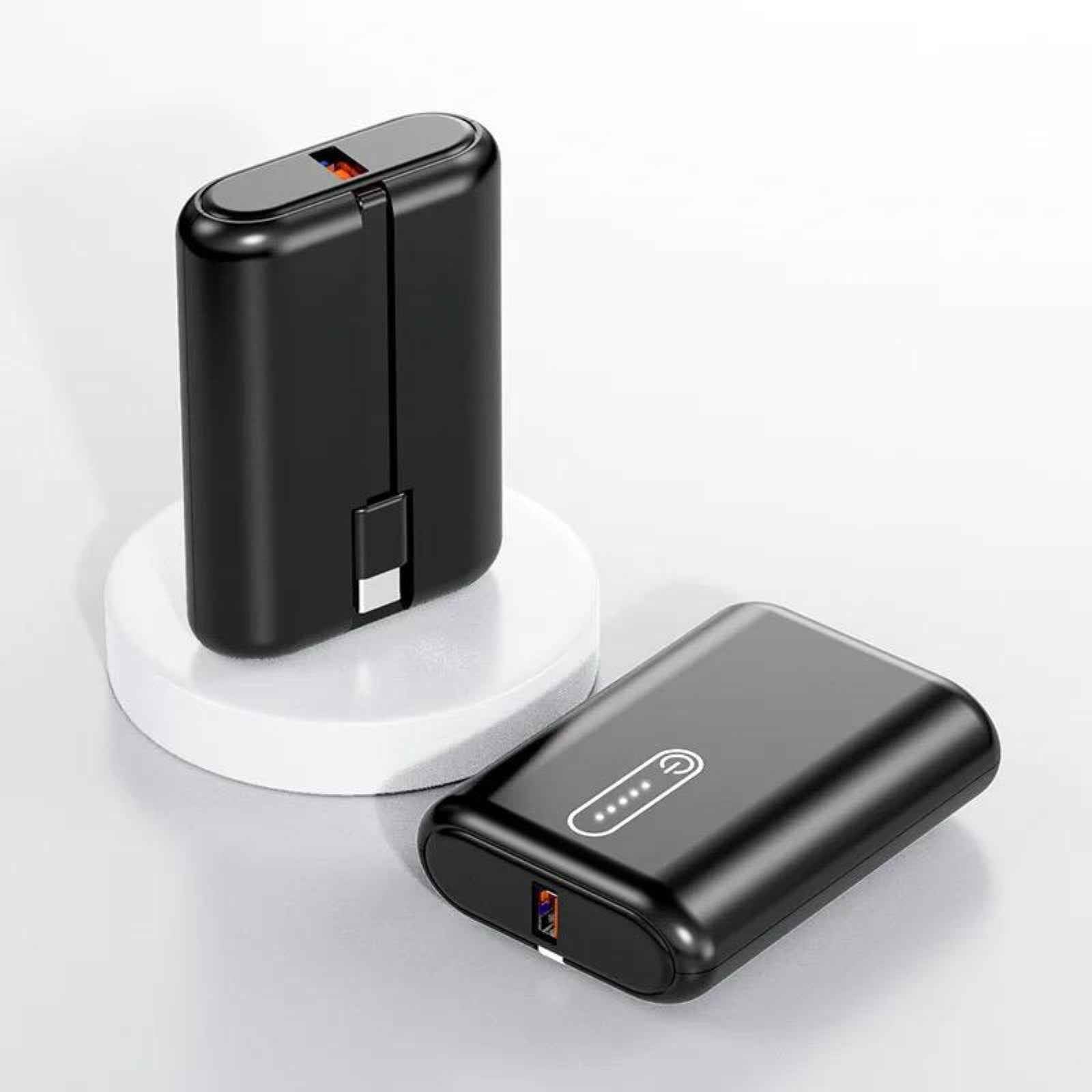 TexoVera 10000 mAh Power Bank 22.5W with 1 Cable Attached Black & White color (POCKET-10K)