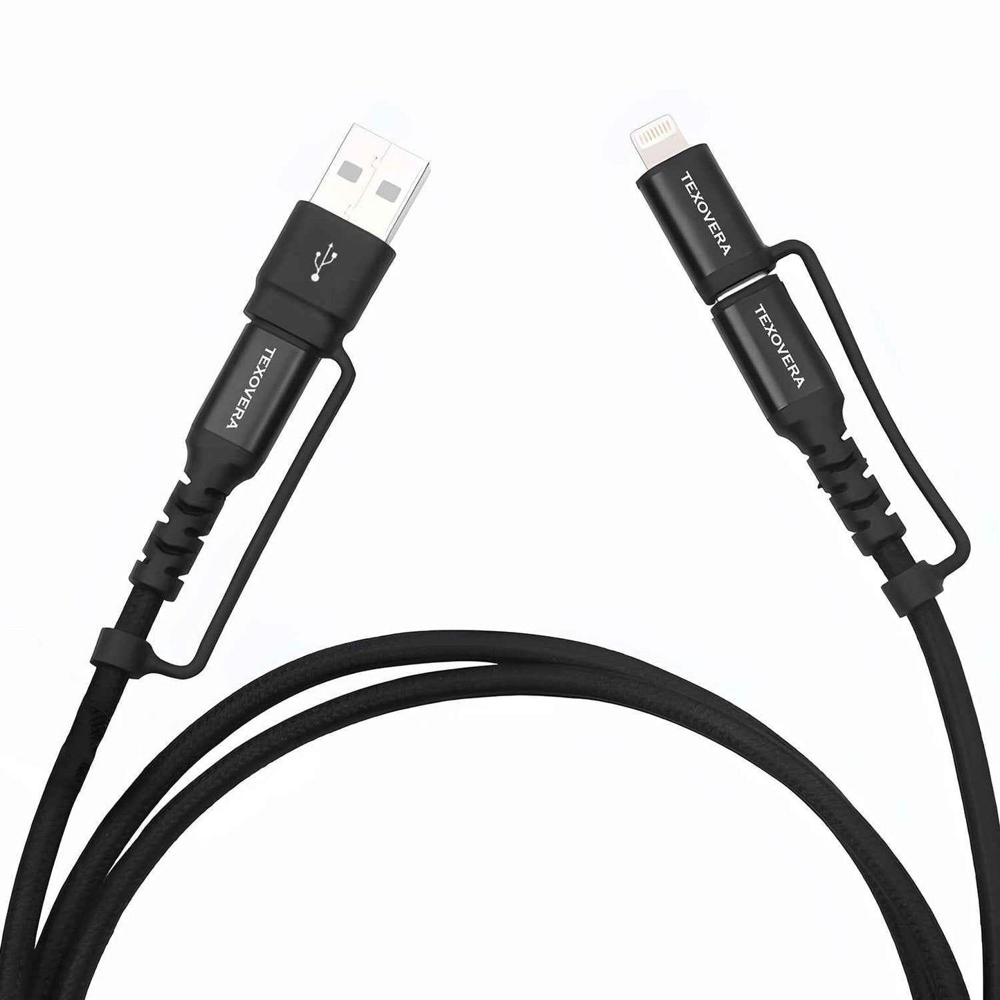 TexoVera 4-in-1 Type-C with 60W Fast Charging, 480Mbps Data Sync, PD Technology, Compatible with All Type-C and Apple Devices, 1.2m