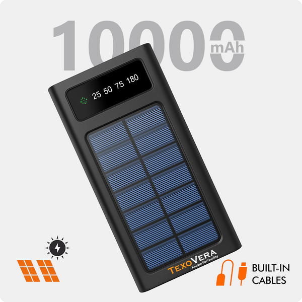 Solar Power Bank 10000 mAh with 15W Solar Charging and Lithium Polymer Battery (Solar-4Wire-10K)