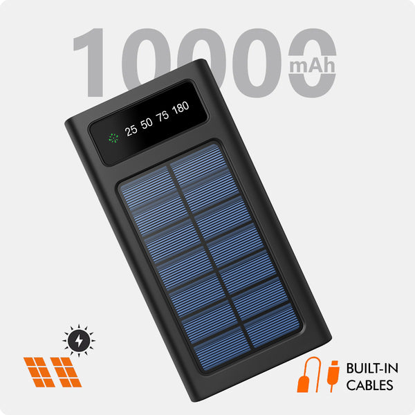 Solar Power Bank 10000 mAh with 15W Solar Charging and Lithium Polymer Battery (Solar-4Wire-10K)