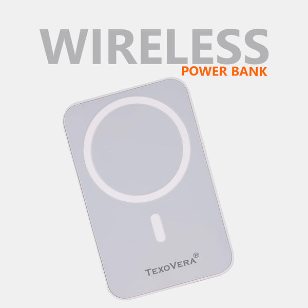 5000 mAh Wireless MagSafe Power Bank For iPhone, 5W Wireless - White