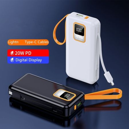 10,000 mAh Power Bank With 2 Cable (TTD14)-akvaari