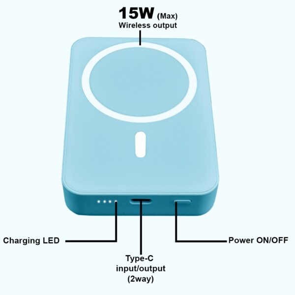 akvaari 10000 mAh Wireless Power Bank 15w Wireless, 25W Wired with Lithium Polymer Battery (Magsafe) - Image 4