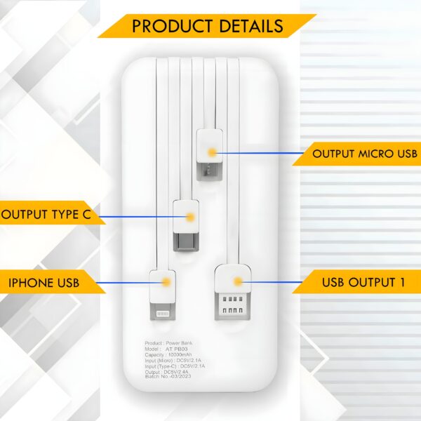akvaari 10000 mAh Power Bank 15W with Lithium Polymer Battery (A33-10K) - Image 5