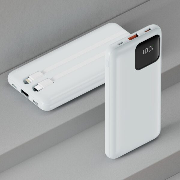 akvaari 10000 mAh Power Bank 25W with Lithium Polymer Battery (A201-2WIRE)-White - Image 4