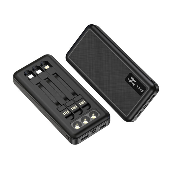 akvaari 20000 mAh Power Bank 15W with Lithium Polymer Battery (3WIRE-20K-LED)-Black