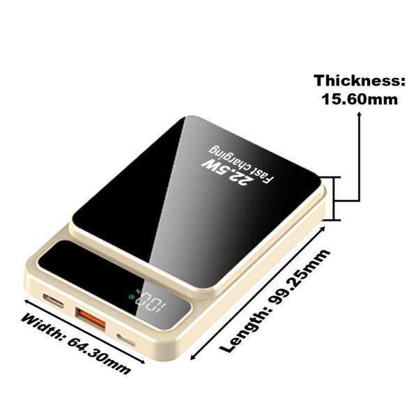 akvaari 10000 mAh Wireless Power Bank 15w Wireless, 25W Wired with Lithium Polymer Battery (Metal-look-digital)-Baige - Image 3