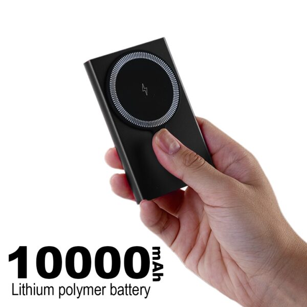 akvaari 10000 mAh Wireless Power Bank 15w Wireless, 25W Wired with Lithium Polymer Battery (Metal-Wireless)-Black