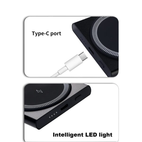 akvaari 10000 mAh Wireless Power Bank 15w Wireless, 25W Wired with Lithium Polymer Battery (Metal-Wireless)-Black - Image 3