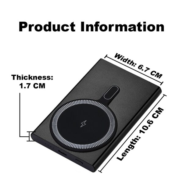 akvaari 10000 mAh Wireless Power Bank 15w Wireless, 25W Wired with Lithium Polymer Battery (Metal-Wireless)-Black - Image 4