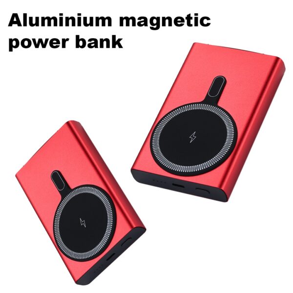 akvaari 10000 mAh Wireless Power Bank 15w Wireless, 25W Wired with Lithium Polymer Battery (Metal-Wireless)-Red - Image 2