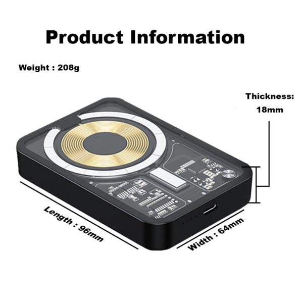 akvaari 10000 mAh Wireless Power Bank 15w Wireless, 25W Wired with Lithium Polymer Battery (Transparent-wireless) - Image 3