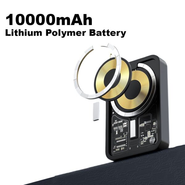 akvaari 10000 mAh Wireless Power Bank 15w Wireless, 25W Wired with Lithium Polymer Battery (Transparent-wireless) - Image 4