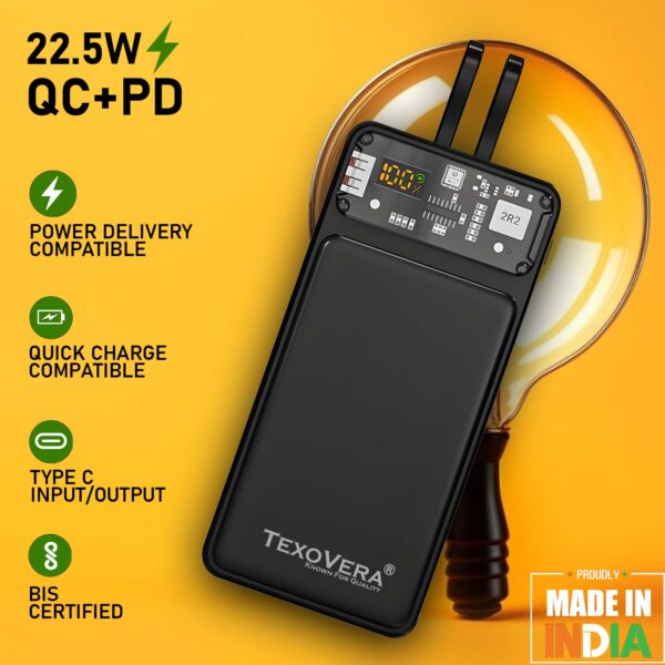 akvaari 10000 mAh Power Bank 25W with Lithium Polymer Battery (2SMALL-WIRE-10K) - Image 2