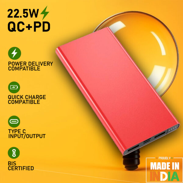 akvaari 20000 mAh Power Bank 25W/15W with Lithium Polymer Battery (K2-20K)-Red - Image 2